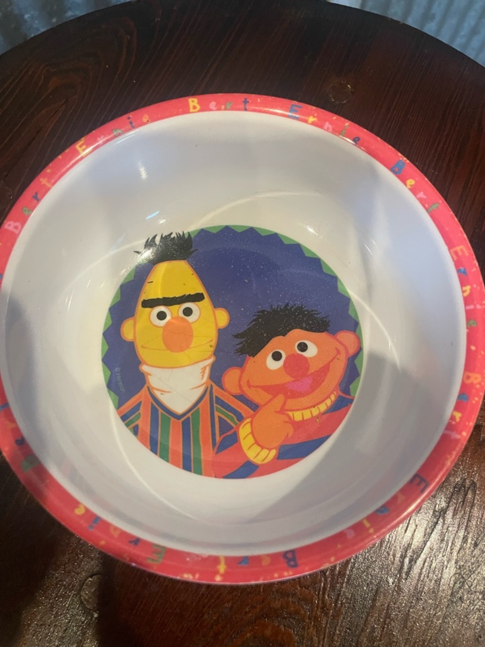 Sesame Street Bert & Ernie Melamine Kids Bowl - White with Red Trim